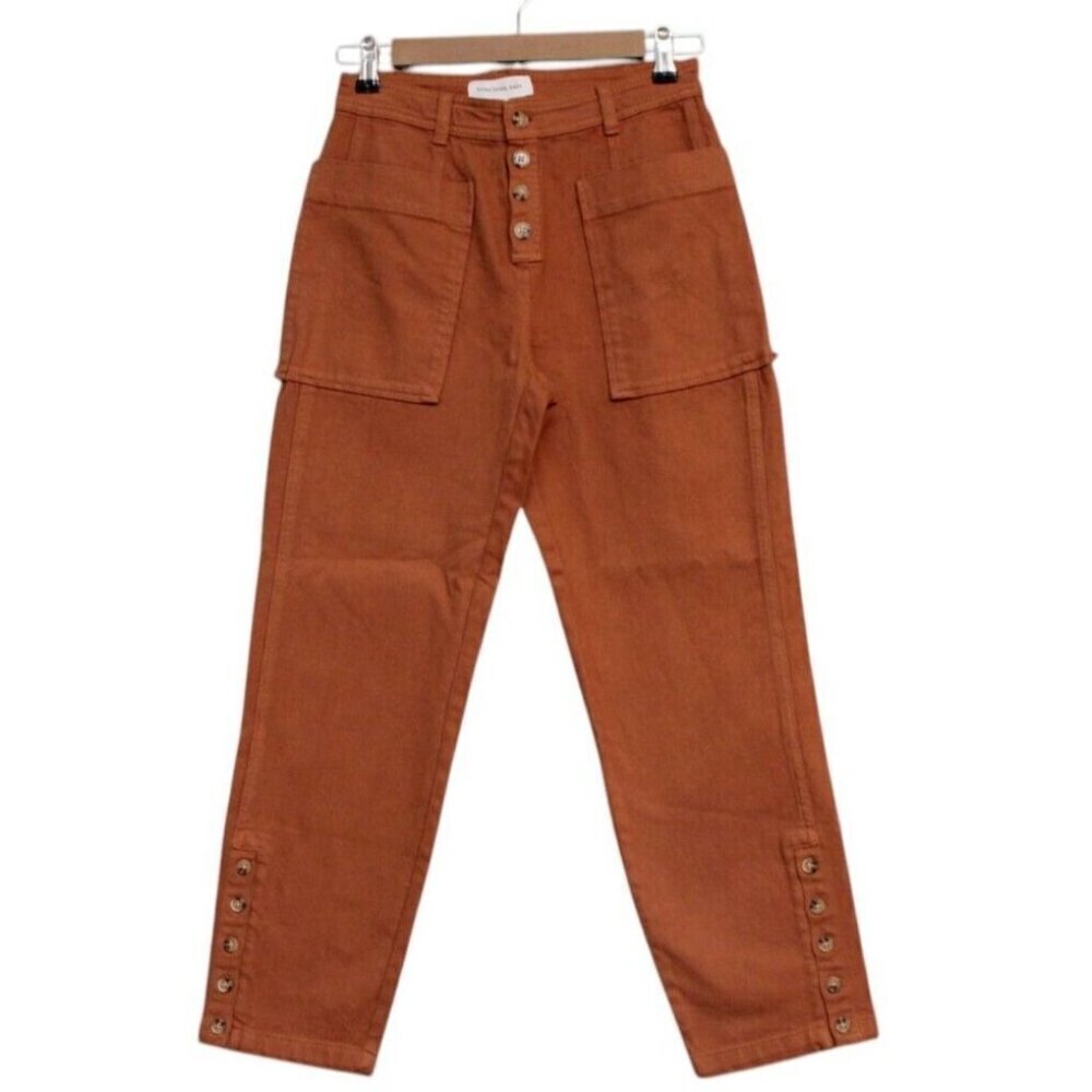 NWT Something Navy High Waist Jeans Size 2 26 Rust Brown Exposed Button Fly Crop